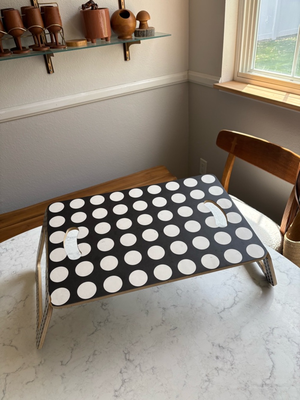 IKEA Black Lap Tray with White Polka Dots